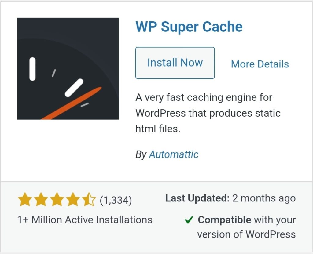 Wp super cache will make your website faster